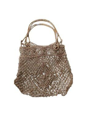 Sisal tote bag handmade w rattan handles.